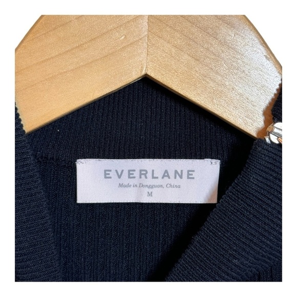 Everlane The Breton Ribbed Cotton Sweater Dress in Black and White - Picture 6 of 11